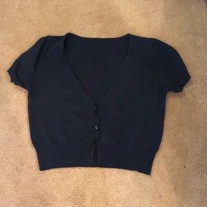 Xs navy blue cropped short sleeve sweater
